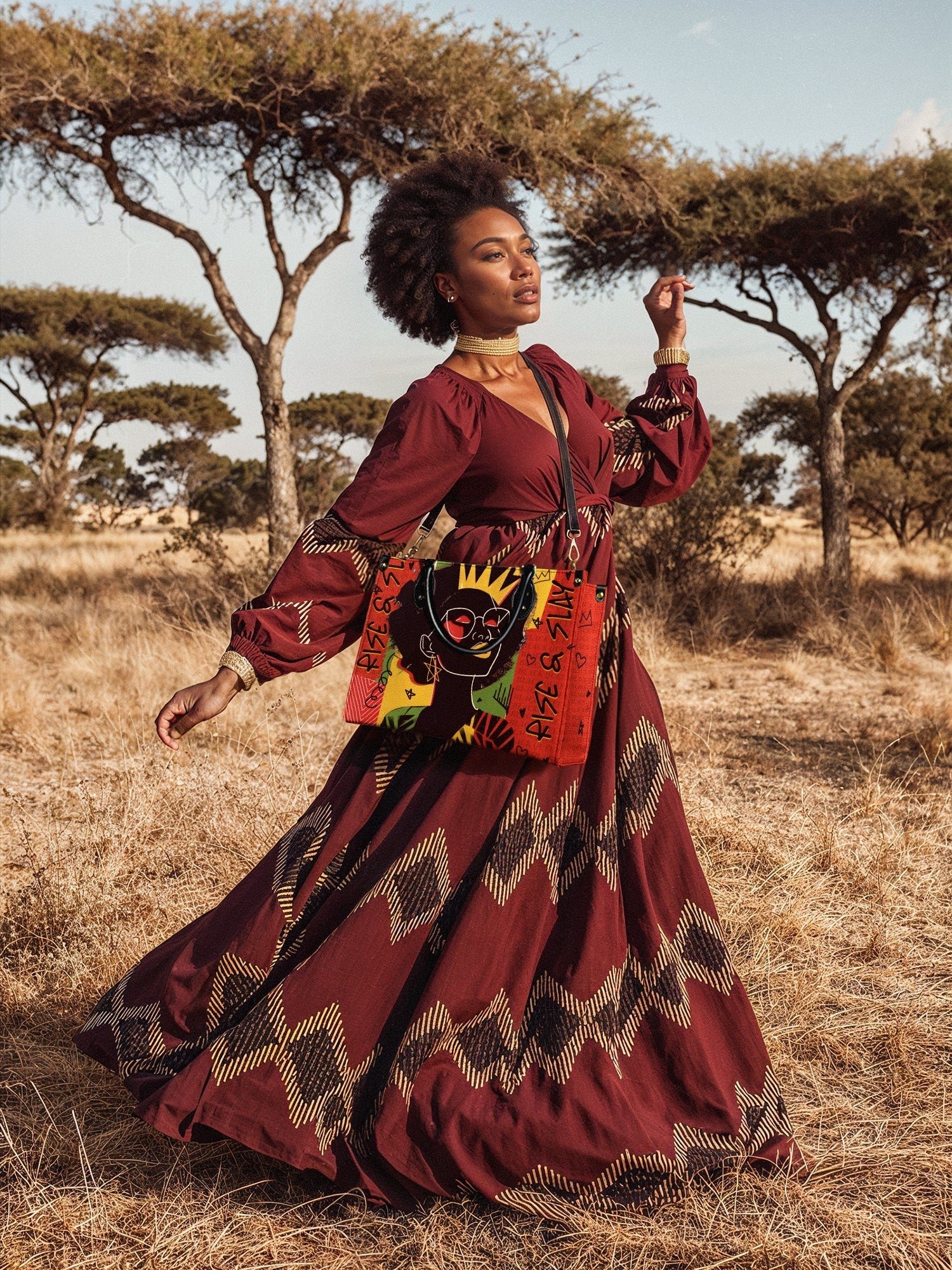 "Aina" Flame Red Leather Handbag