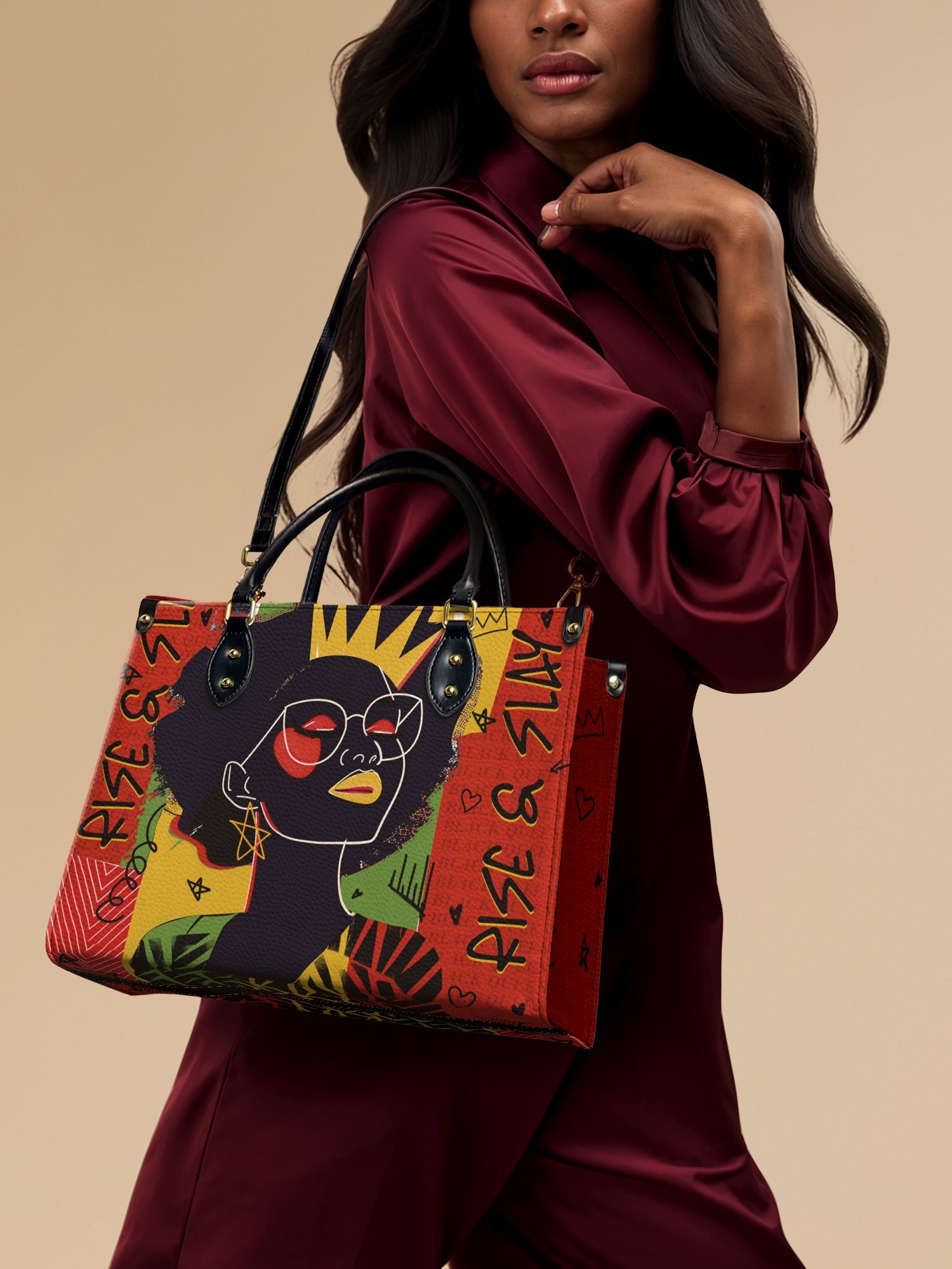 "Aina" Flame Red Leather Handbag