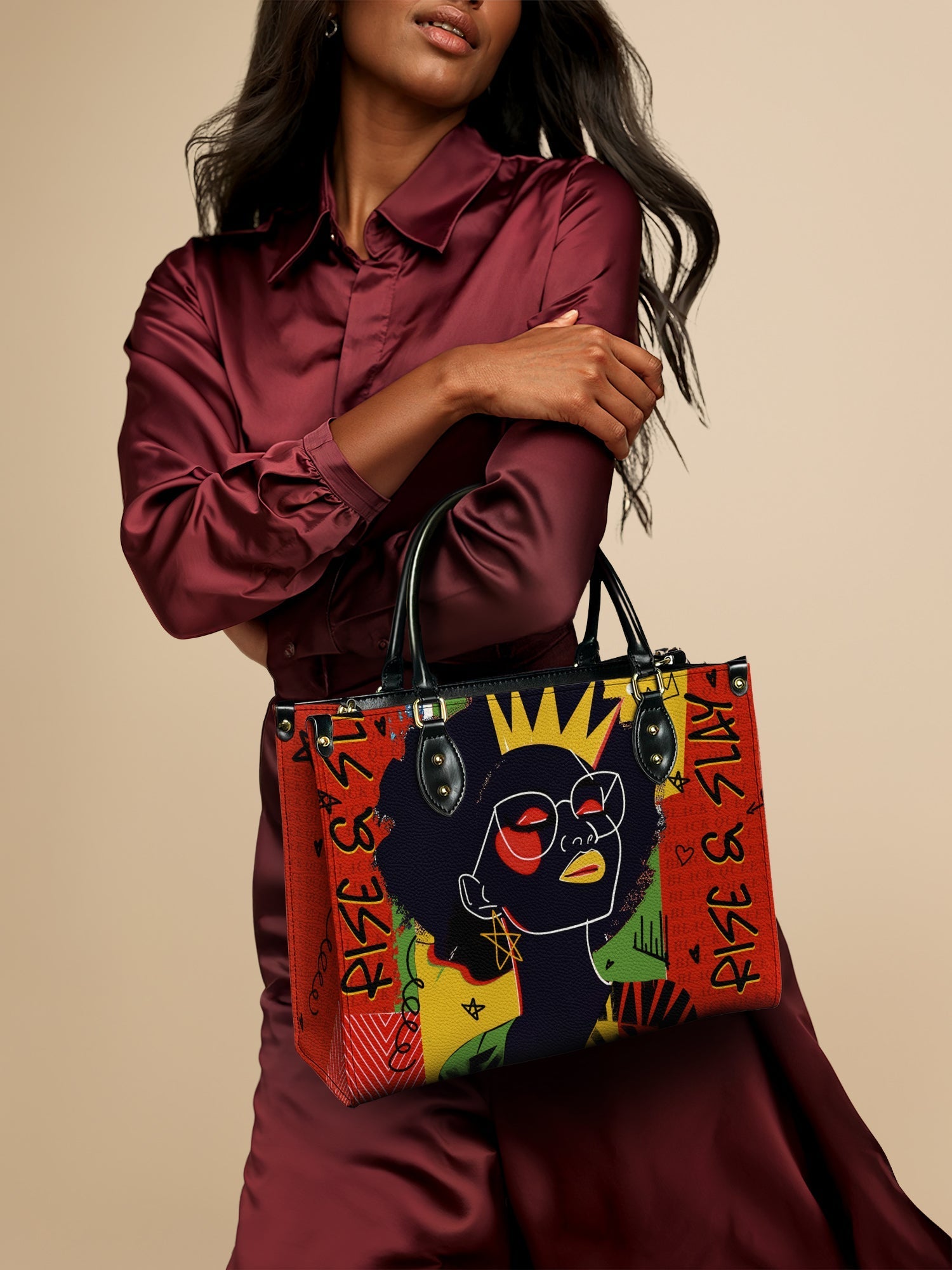 "Aina" Flame Red Leather Handbag