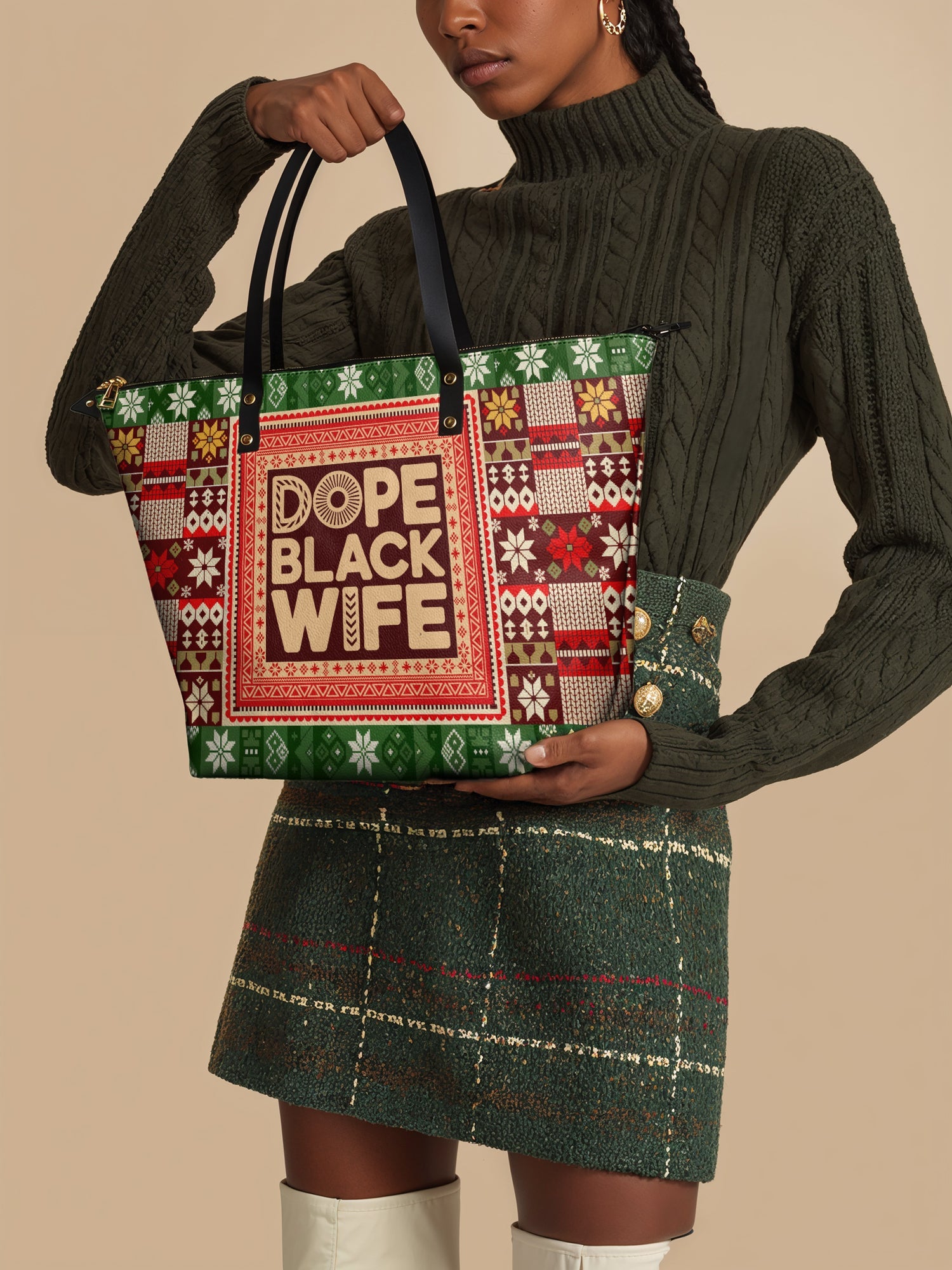 "Dope Black Wife" Frosted Pine Leather Tote Bag