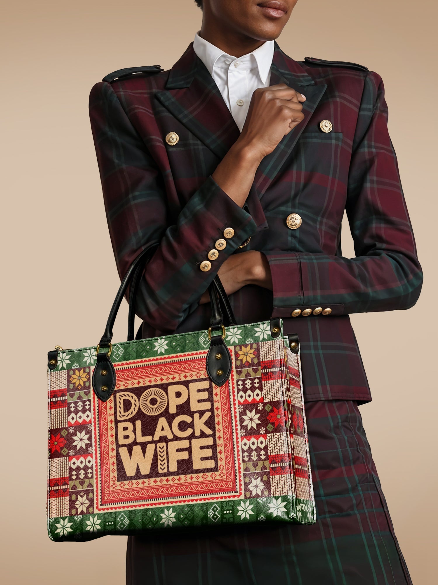 "Dope Black Wife" Frosted Pine Leather Handbag