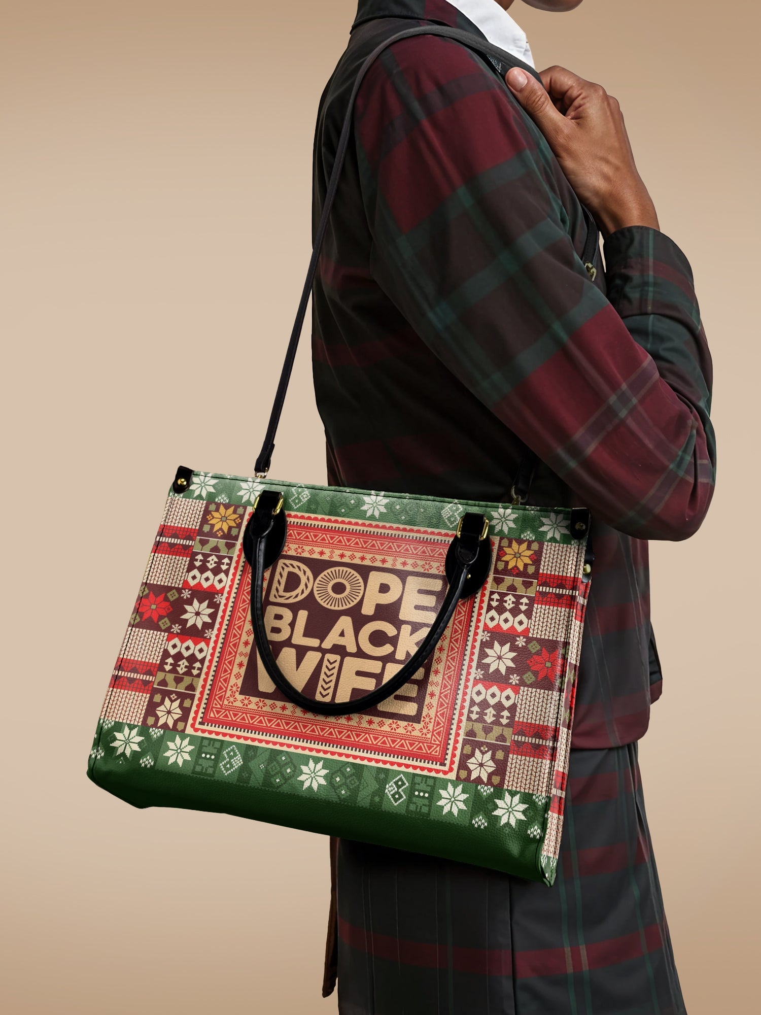 "Dope Black Wife" Frosted Pine Leather Handbag