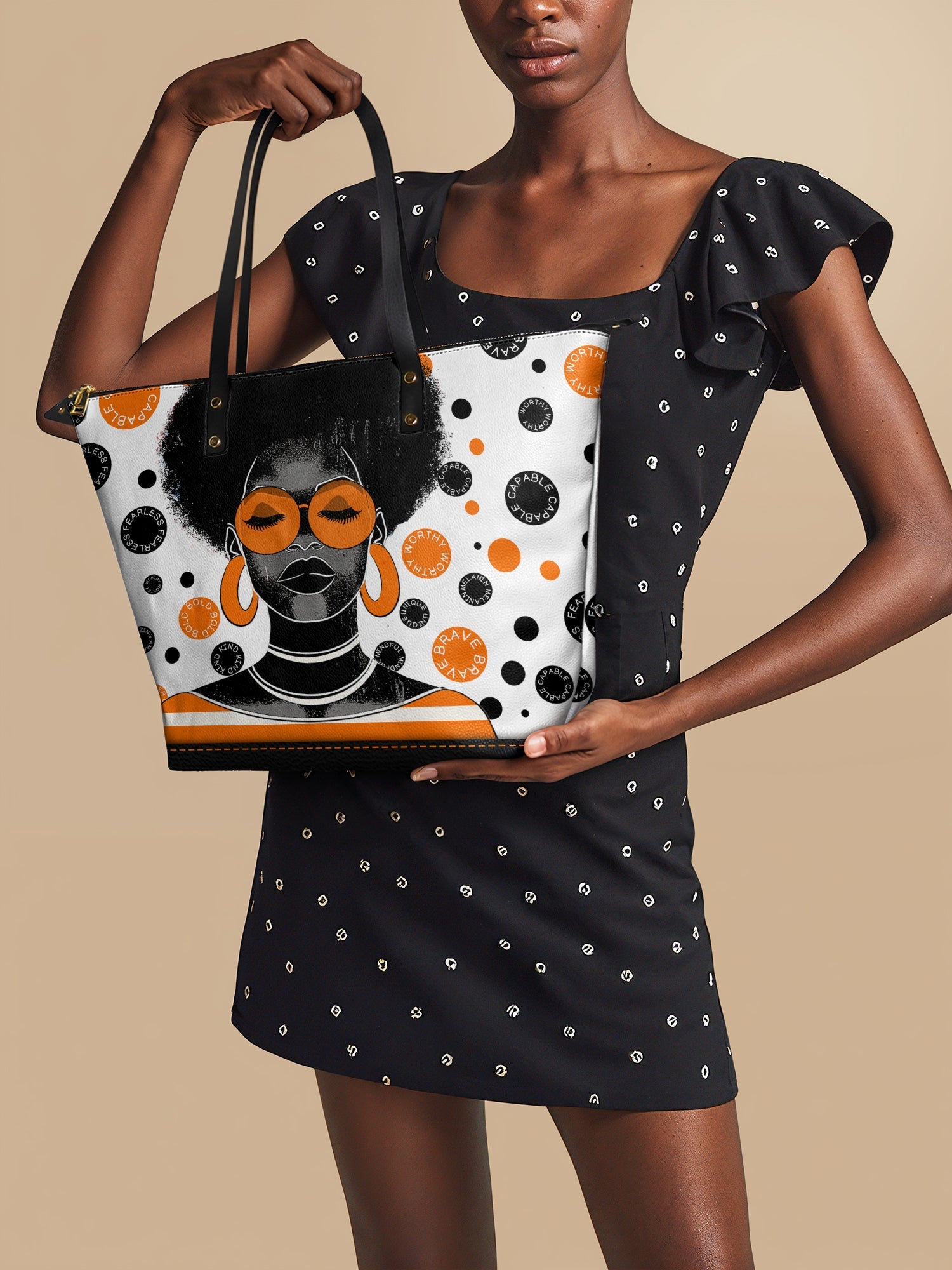 "Fahari" Marshmallow Citrus Leather Tote Bag