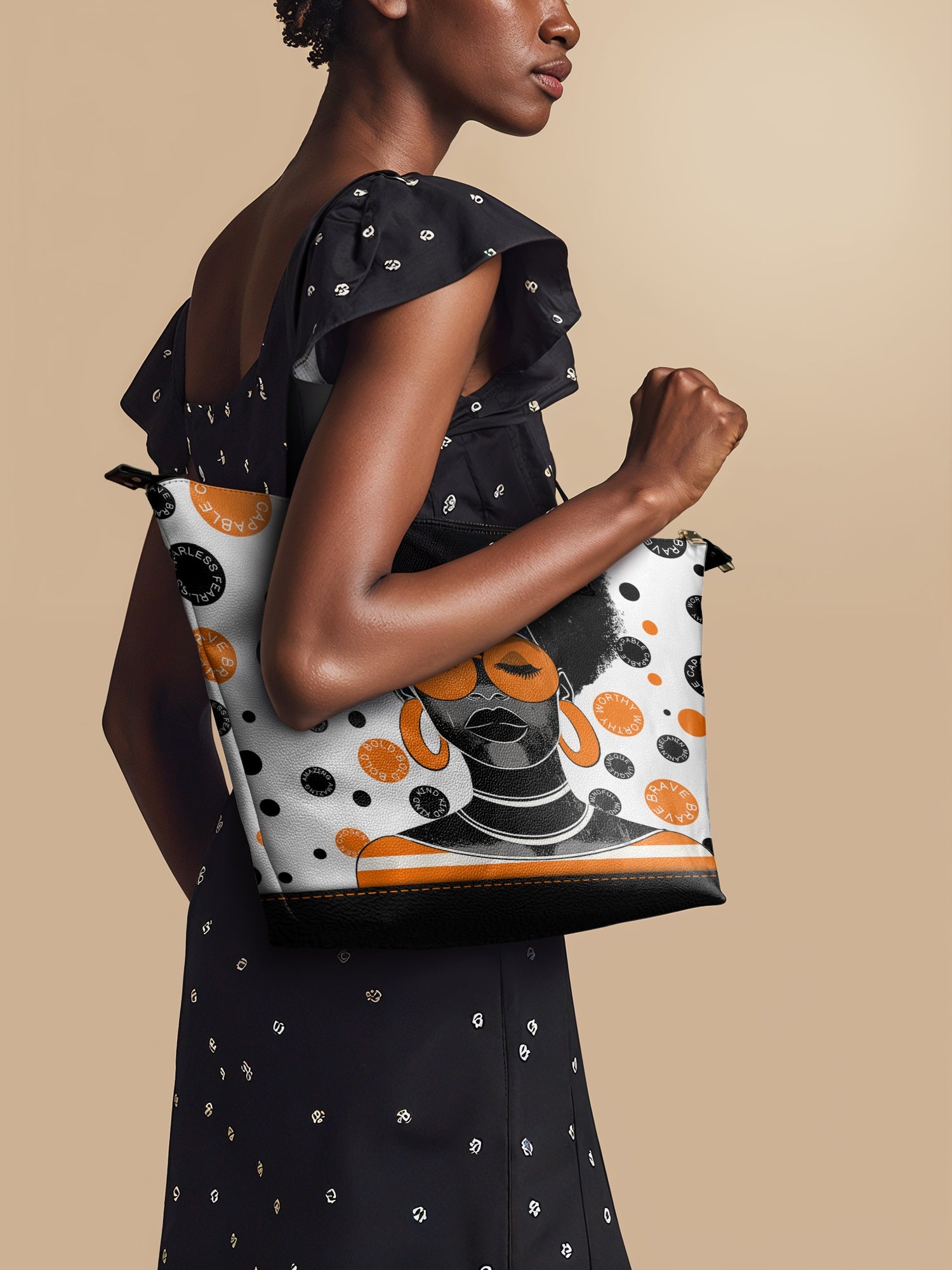 "Fahari" Marshmallow Citrus Leather Tote Bag