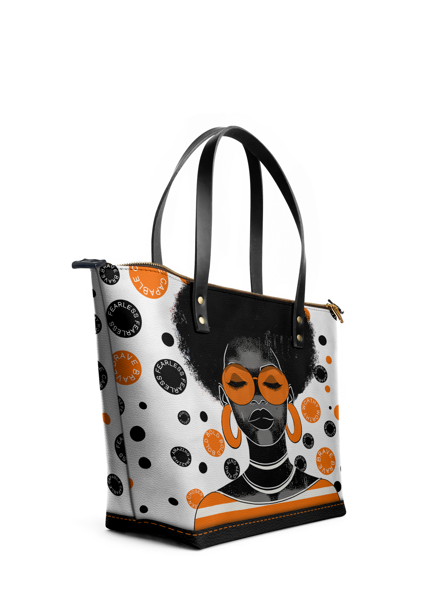 "Fahari" Marshmallow Citrus Leather Tote Bag
