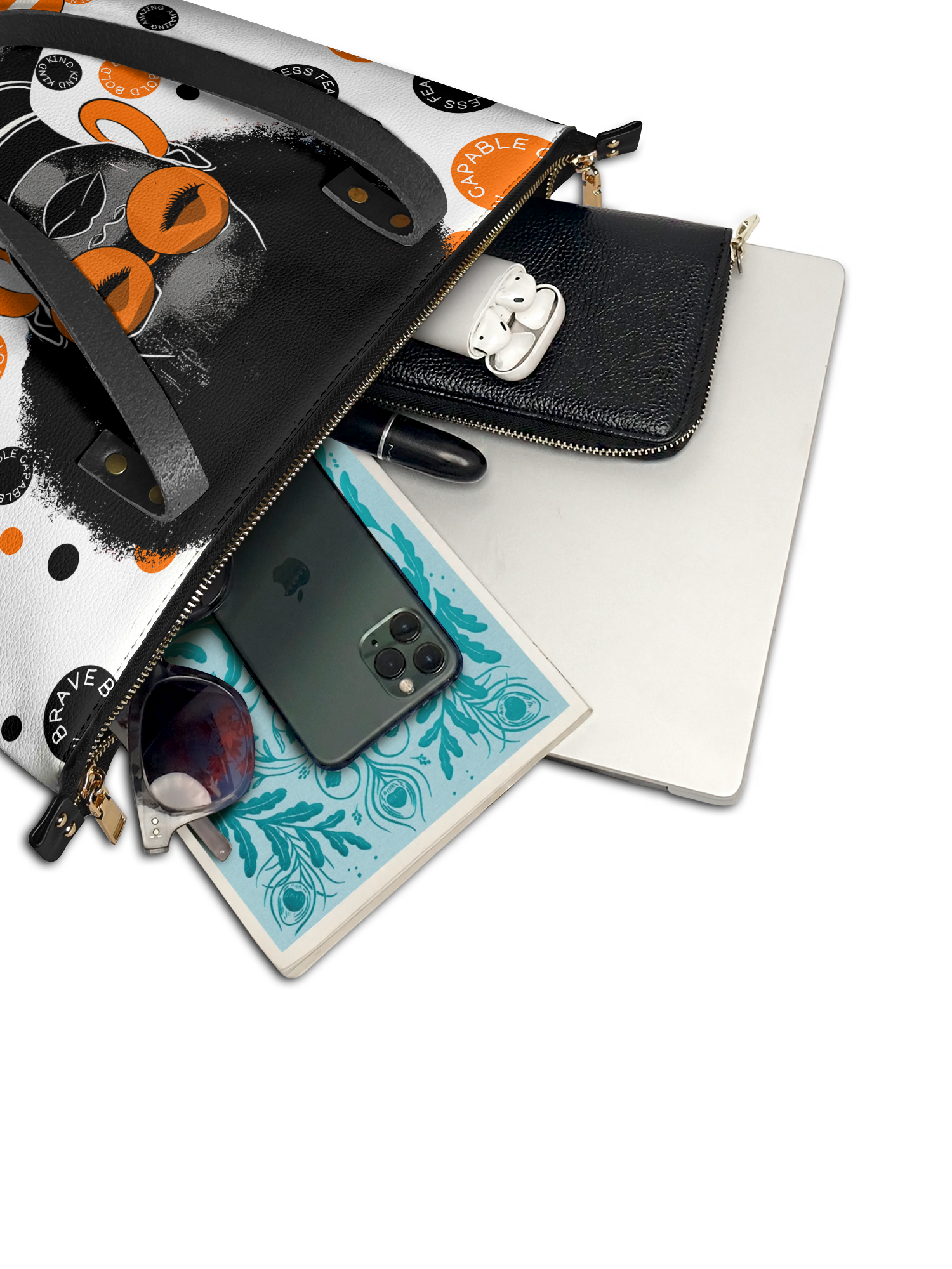 "Fahari" Marshmallow Citrus Leather Tote Bag