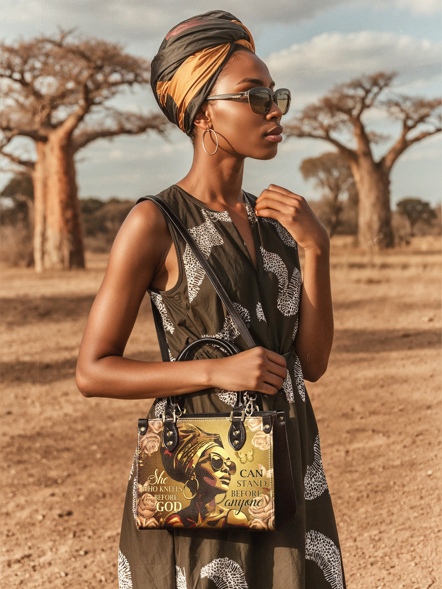 "Godfidence" Small Leather Handbag