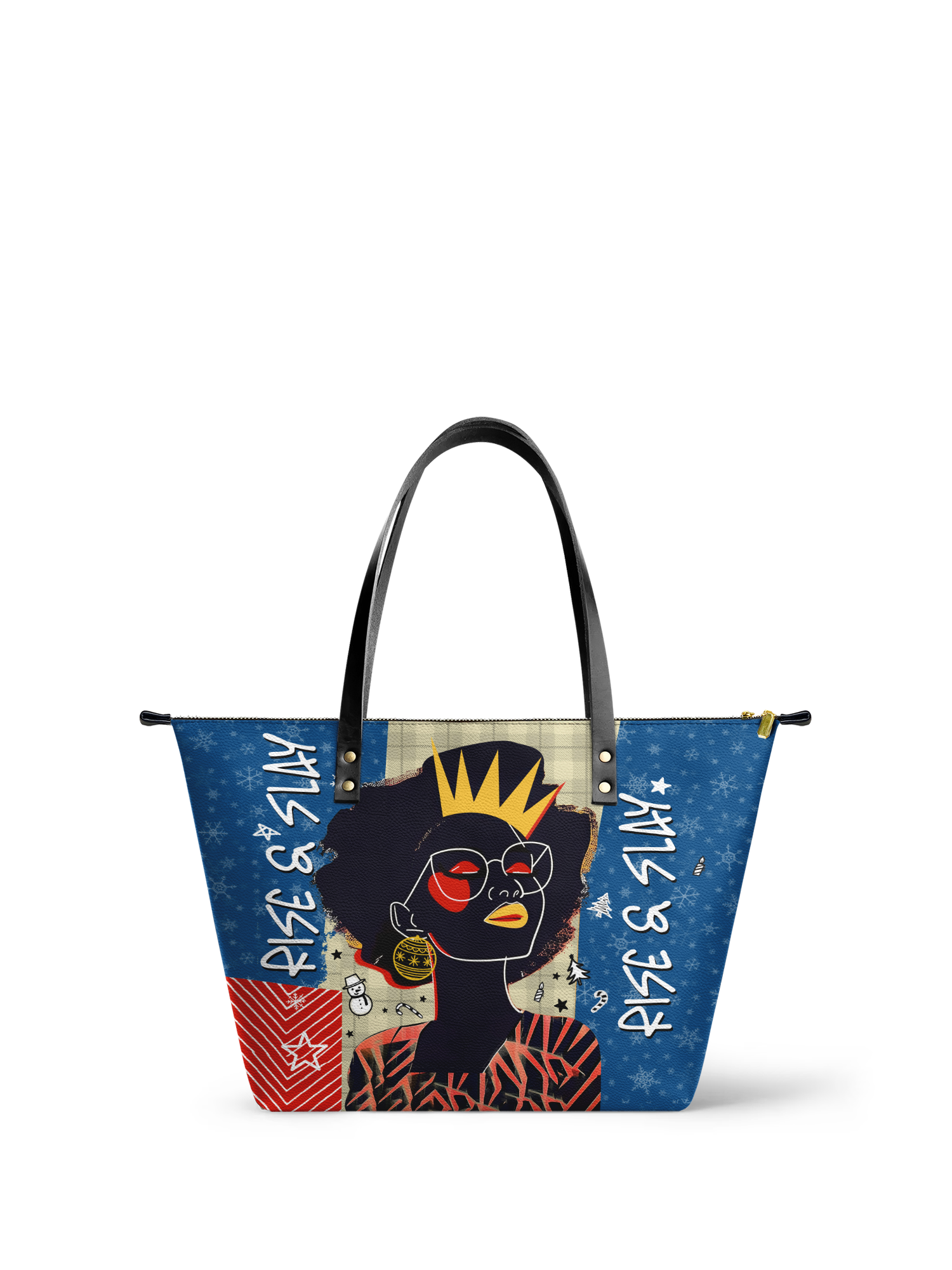 "Aina" Blueberry Snow Leather Tote Bag