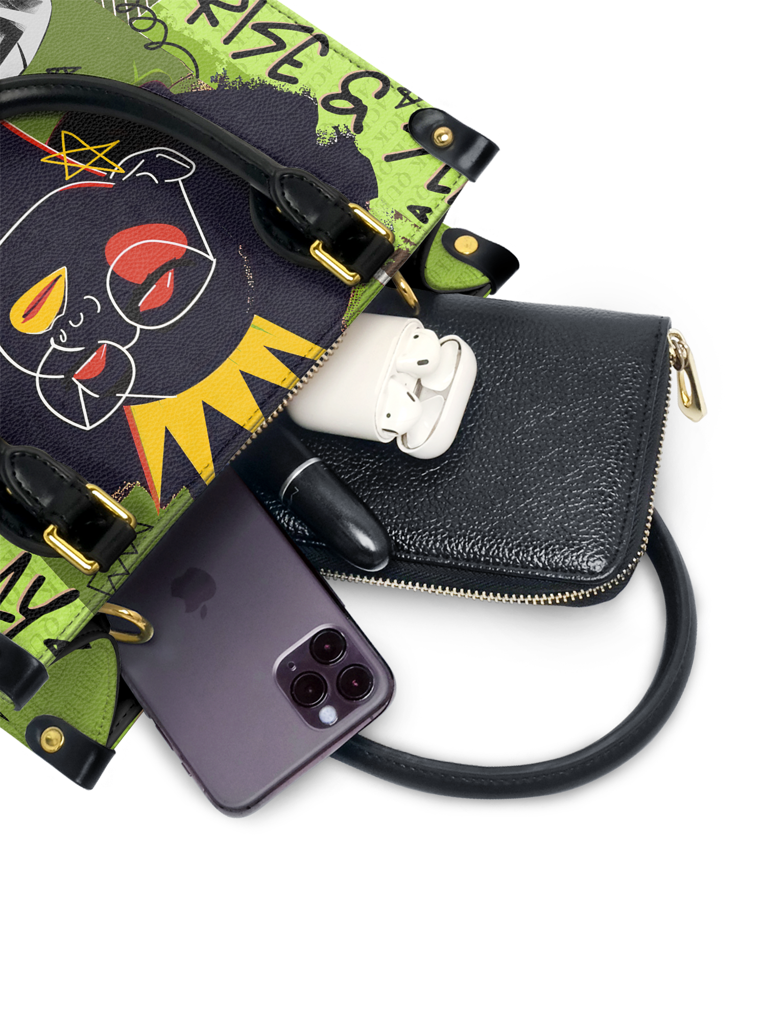 "Aina" Lime Pop Small Leather Handbag
