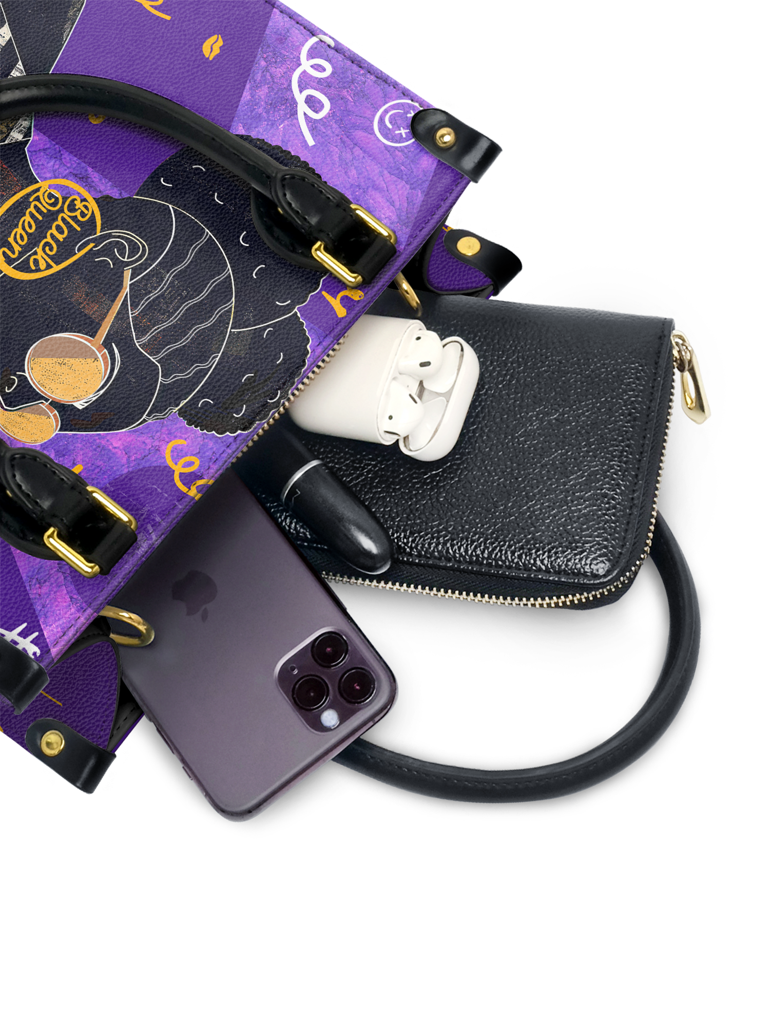 "Sanaa" Purple Crayon Small Leather Handbag