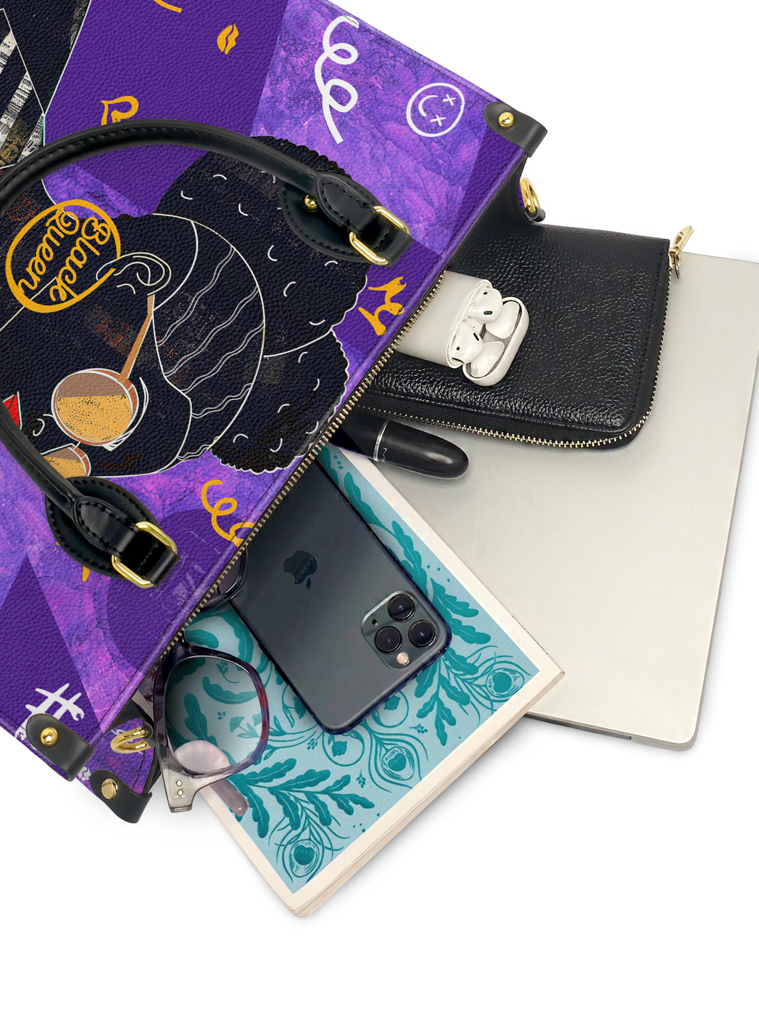 "Sanaa" Purple Crayon Leather Handbag