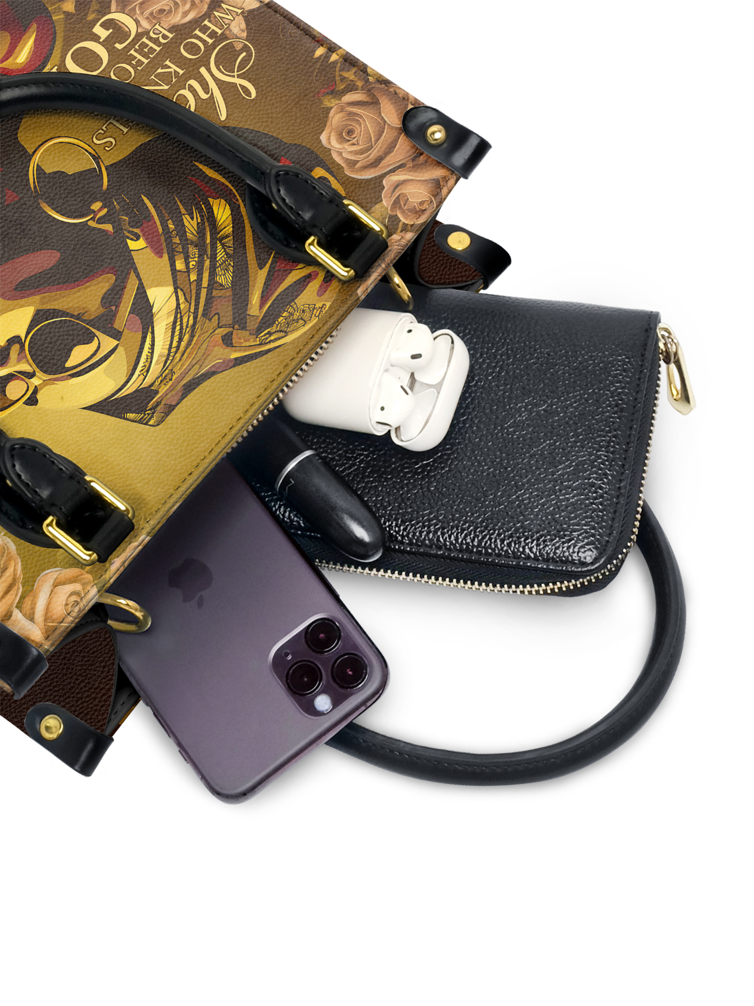 "Godfidence" Small Leather Handbag