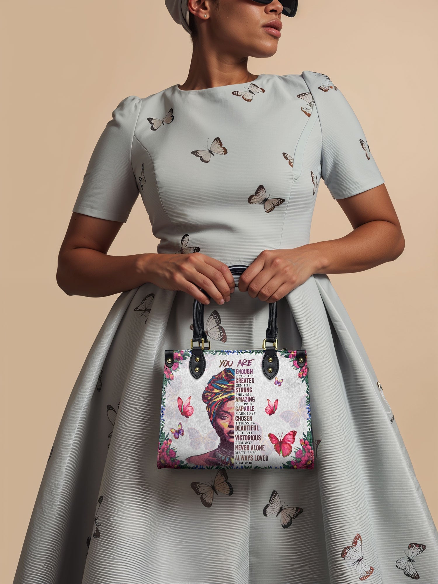 "Imani" Dove White Small Leather Handbag