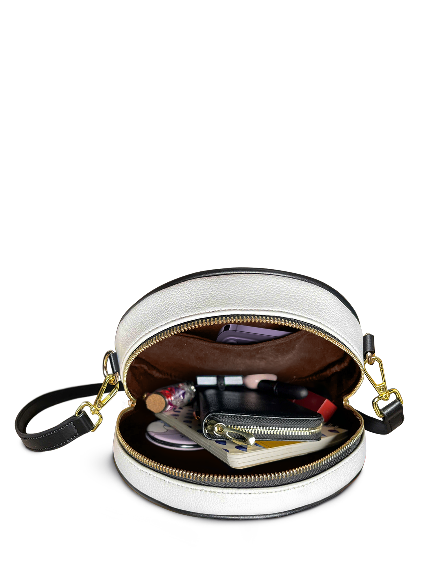 "Imani" Dove White Circle Crossbody Bag