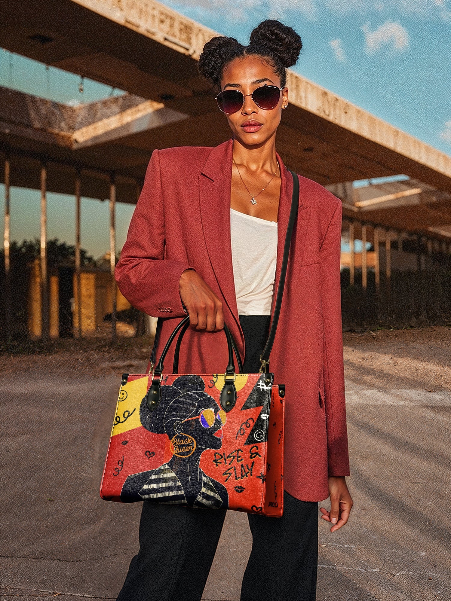"Sanaa" Paprika Leather Handbag