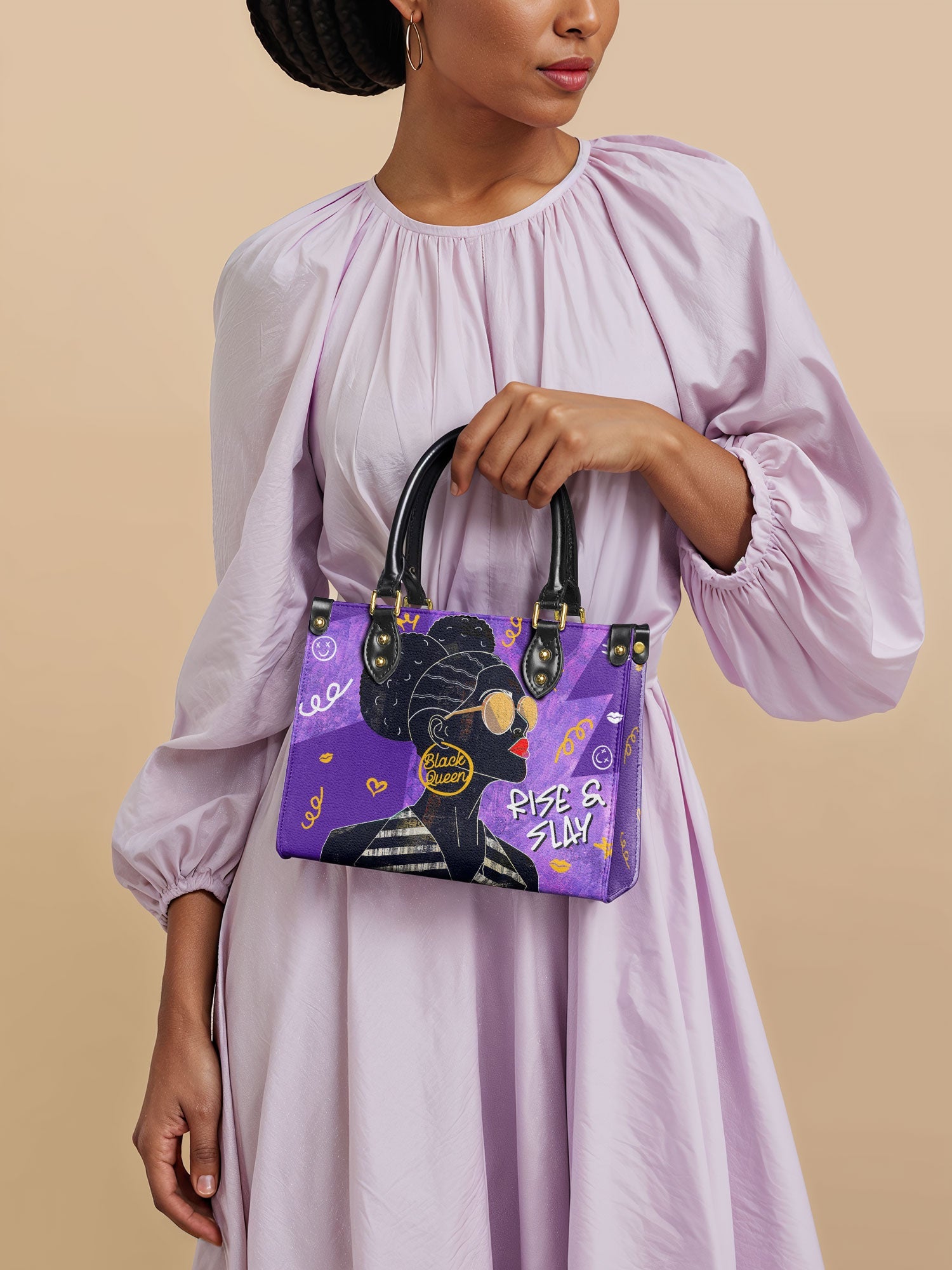 "Sanaa" Purple Crayon Small Leather Handbag