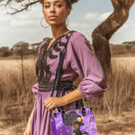 "Sanaa" Purple Crayon Small Leather Handbag