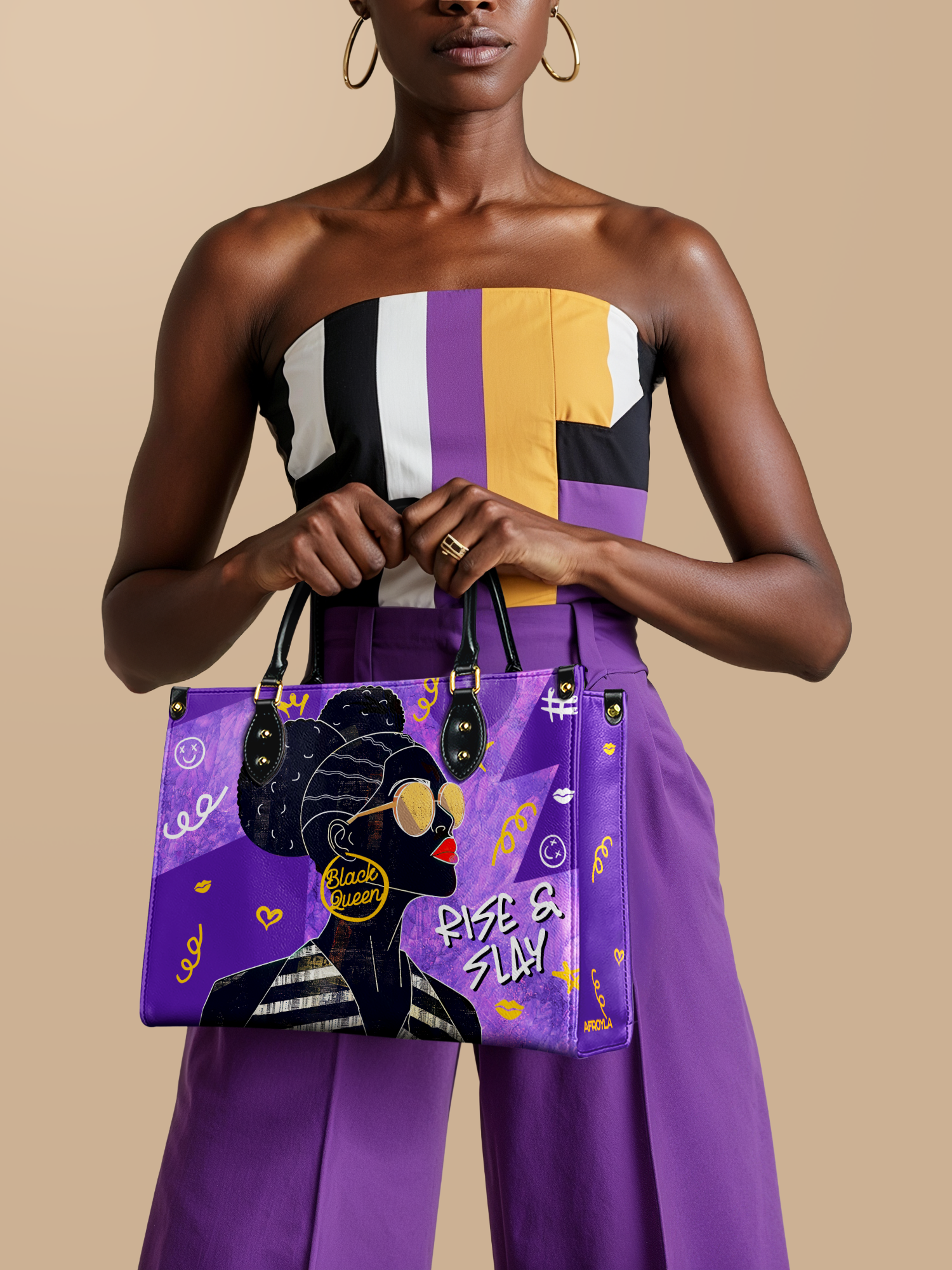 "Sanaa" Purple Crayon Leather Handbag