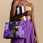 "Sanaa" Purple Crayon Leather Handbag