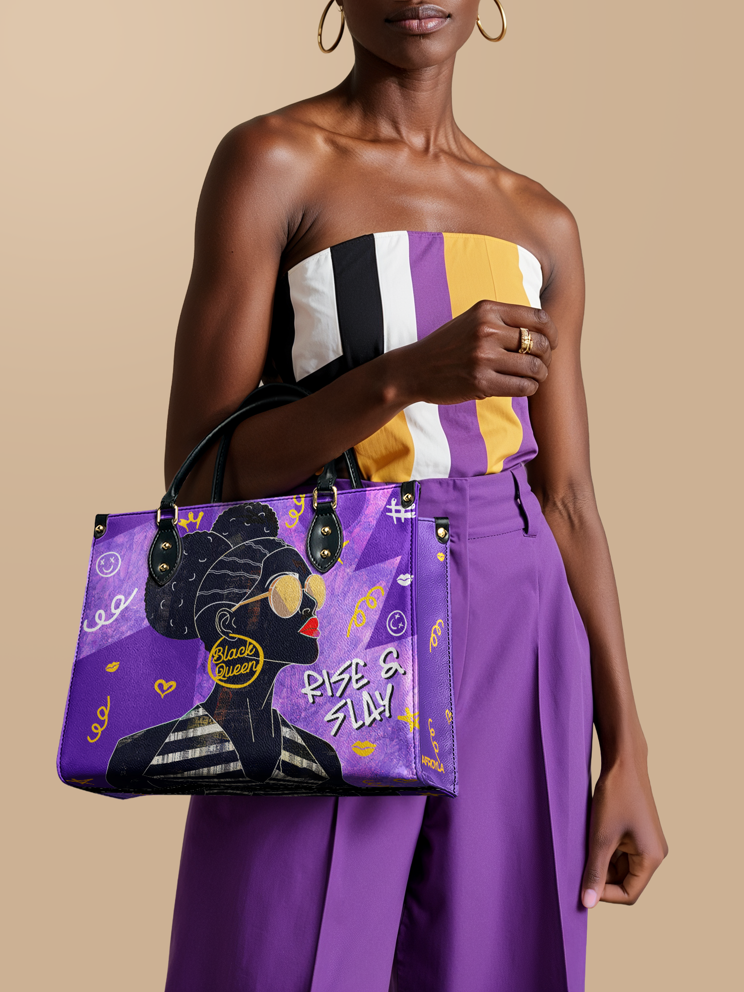"Sanaa" Purple Crayon Leather Handbag